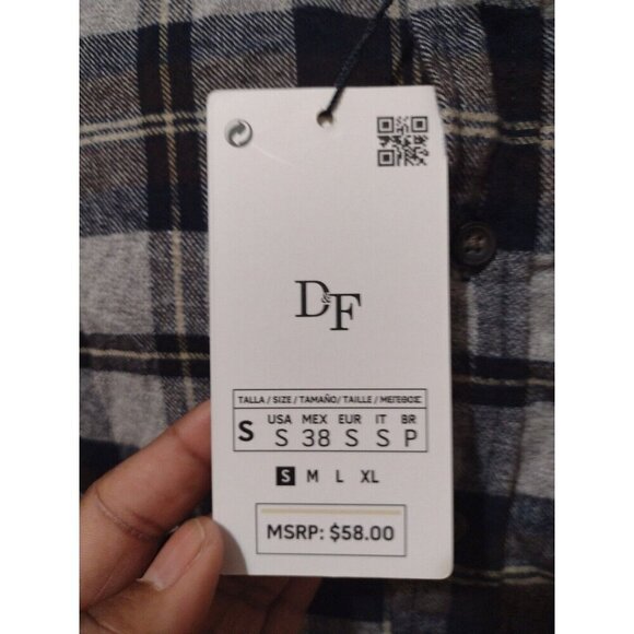 Denim Flower Shirt Mens Small S Multi Plaid Flannel Ricky Singh Button Up NEW - Picture 5 of 12